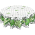thumbnail image 1 of St Patricks Day Round Tablecloth 60 Inch Buffalo Plaid Shamrock Eucalyptus St Patrick''s Day Decorative Table Cloth Spring Holiday Washable Polyester Table Cover for Kitchen Dining Room Party Decor, 1 of 5