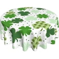 thumbnail image 1 of St Patricks Day Round Tablecloth 60 Inch Checkered Buffalo Plaid Tablecloth Washable Polyester Shamrock Print Table Cloth Table Cover for Home Kitchen Dining Table Outdoor Party Patio, 1 of 6