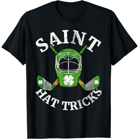 St Patricks Day Saint Hat Tricks Hockey Shamrock Kids Boys T-Shirt