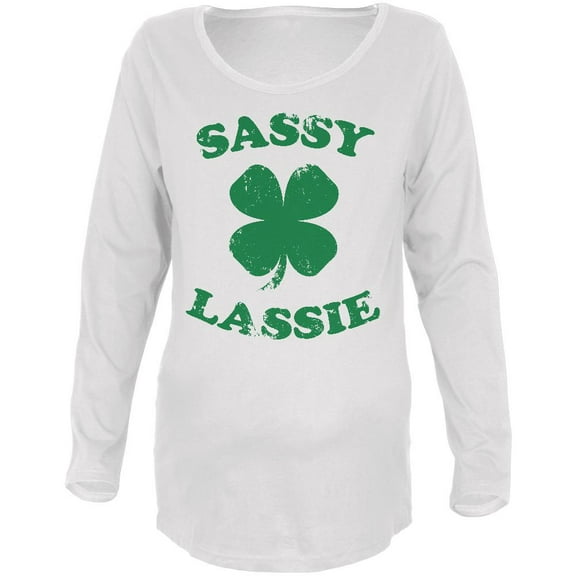 St Patricks Day Sassy Lassie Maternity Soft Long Sleeve T Shirt White MD
