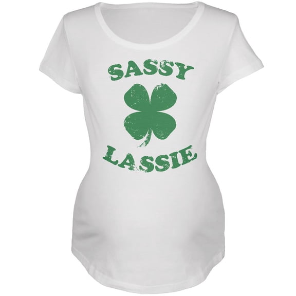 St Patricks Day Sassy Lassie Maternity Soft T Shirt White MD
