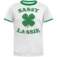 thumbnail image 1 of St Patricks Day Sassy Lassie Mens Ringer T Shirt White-Kelly X-LG, 1 of 1