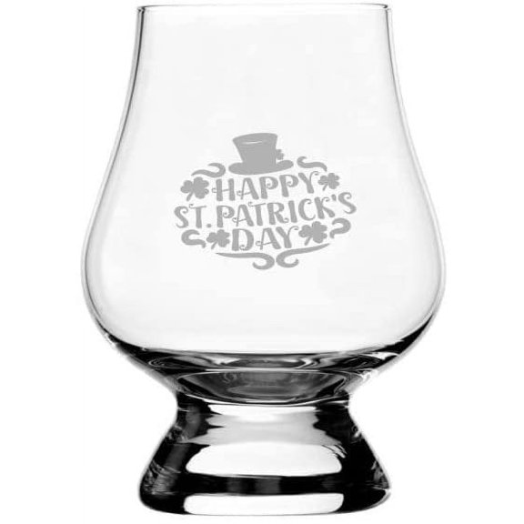 St Patricks Day Scroll St Patrick's Day Etched 2.5oz Glencairn Miniature Wee Whisky Glass