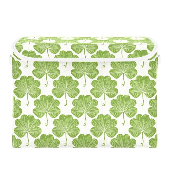 St Patricks Day Seamless Clovers Foldable Storage Bins with Lids Handles Collapsible Storage Containers Tote Boxes 16.5 x 12.6 x 11.8 inches
