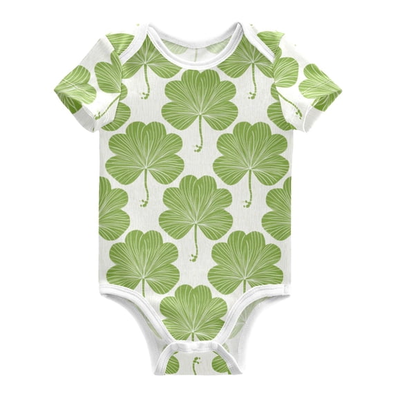 St Patricks Day Seamless Clovers Pure Cotton Bodysuit Short Sleeve Pajamas One-Piece Romper Unisex 3 Months