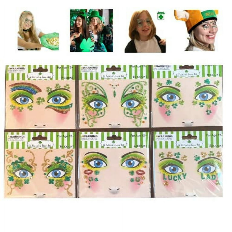 St. Patricks Day Sets Face Jewels Face Gems Stick On Glitter Face  Rhinestones for Makeup with over 130 Face Stickers Jewels Temporary Tattoos  Kit for Rave Party Henna 