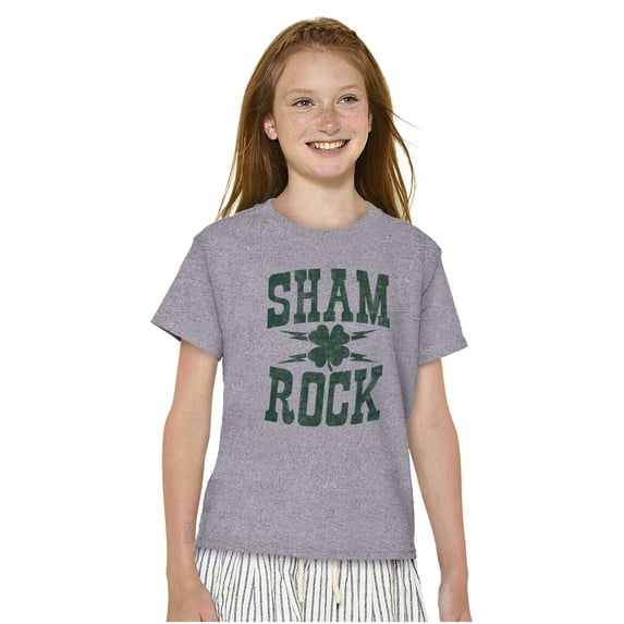 St Patricks Day Shamrock Clover Crewneck T Shirts Boy Girl Teen Brisco Brands XS