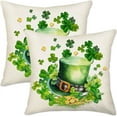 thumbnail image 1 of St Patricks Day Shamrock Clover Hat Pillow Covers 16x16 Inch Set of 2 St Patricks Day Decorations Throw Pillow Cover Lucky Charm Gold Coin Spring Farmhouse Cushion Case for Home Sofa Couch, 1 of 5