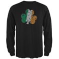 thumbnail image 1 of St. Patricks Day - Shamrock Flag Black Adult Long Sleeve T-Shirt - Small, 1 of 1