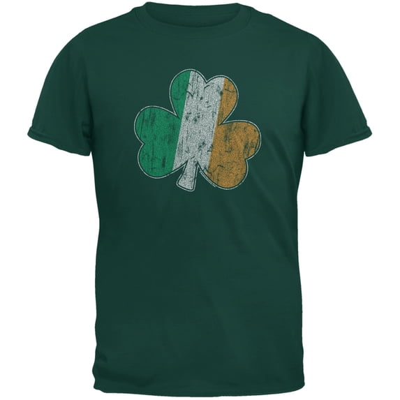 St. Patricks Day - Shamrock Flag Forest Green Youth T-Shirt - Youth Small