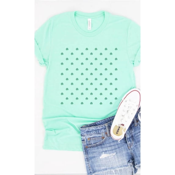 St Patricks Day Shamrock Grid Graphic Tee T-Shirt