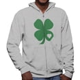 thumbnail image 1 of St. Patricks Day Shamrock Heart Mens Full Zip Hoodie Heather 2XL, 1 of 1