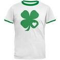 thumbnail image 1 of St Patricks Day Shamrock Heart Mens Ringer T Shirt White-Kelly MD, 1 of 1