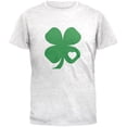 thumbnail image 1 of St Patricks Day Shamrock Heart Mens Soft T Shirt Heather White LG, 1 of 1