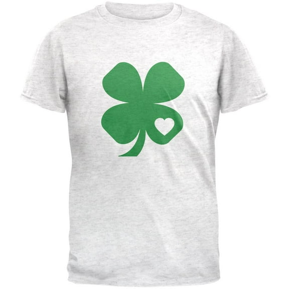St Patricks Day Shamrock Heart Mens Soft T Shirt Heather White X-LG