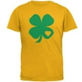 thumbnail image 1 of St. Patricks Day Shamrock Heart Mens T Shirt Gold LG, 1 of 1