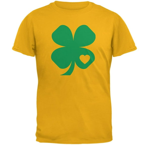 St. Patricks Day Shamrock Heart Mens T Shirt Gold LG