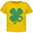 thumbnail image 1 of St. Patricks Day Shamrock Heart Toddler T Shirt Yellow 3T, 1 of 1