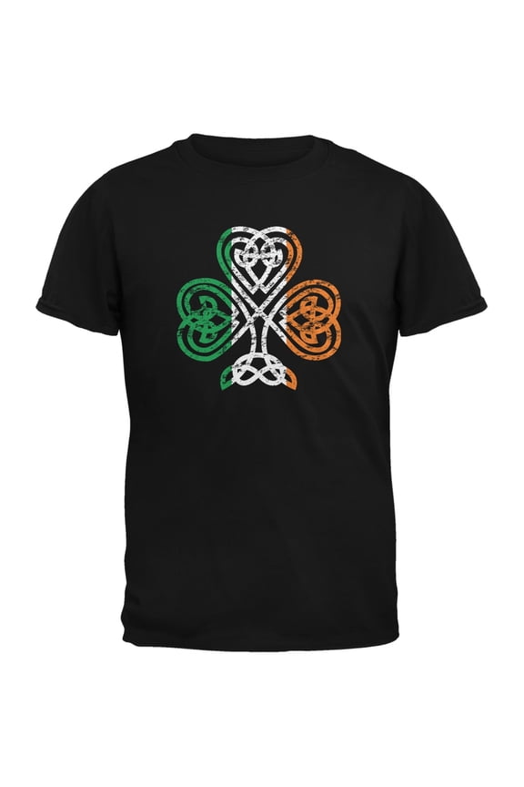 St. Patricks Day - Shamrock Knot Black Youth T-Shirt - Youth Large