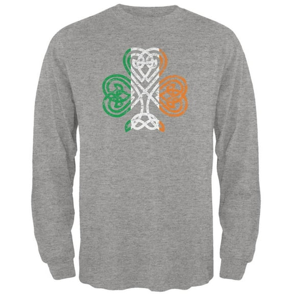 St. Patricks Day Shamrock Knot Mens Long Sleeve T Shirt Heather LG