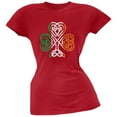 thumbnail image 1 of St. Patricks Day - Shamrock Knot Red Soft Juniors T-Shirt - Small, 1 of 1