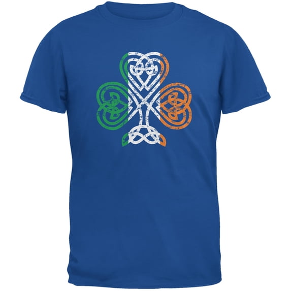 St. Patricks Day - Shamrock Knot Royal Adult T-Shirt - Large