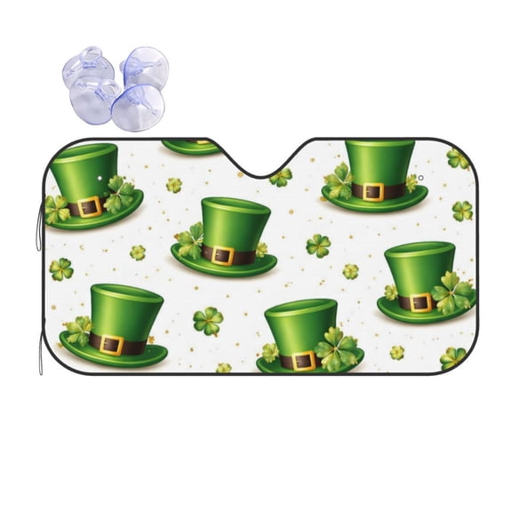 St Patricks Day Shamrock Leprechaun Car Windshield Sun Shade Universal Fit Auto Sun Visor Protector