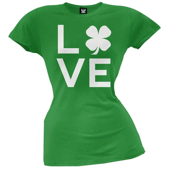 St. Patricks Day - Shamrock Love Juniors Green T-Shirt - X-Large