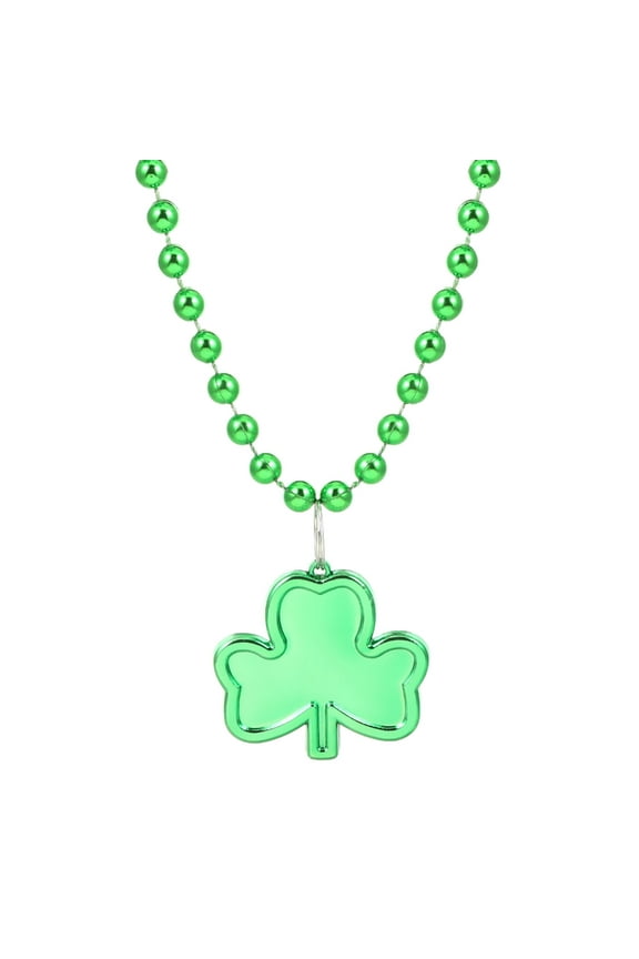 St Patricks Day Shamrock Necklace Green Beads Necklaces Irish Day Party Decors
