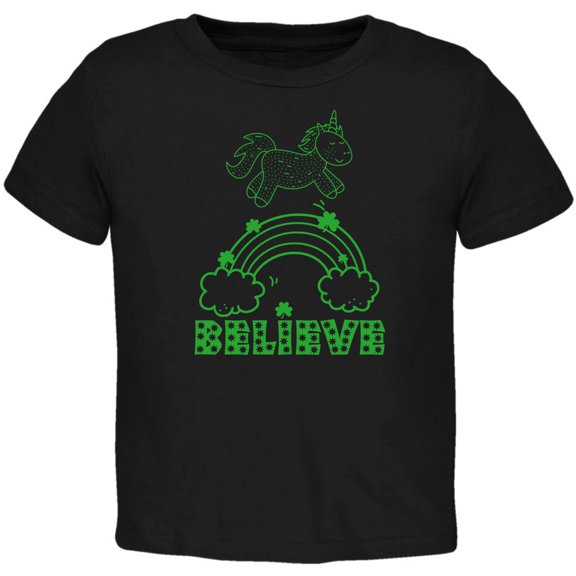 St Patricks Day Shamrock Rainbow Unicorn Believer Toddler T Shirt
