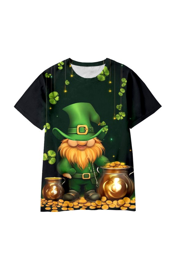 St Patricks Day Shamrock Shirts for Boys and Girls Round Neck Short Sleeve Soft Comfortable Cotton Casual Spring Summer T-Shirts Z03-Mint Green 7-8 Years