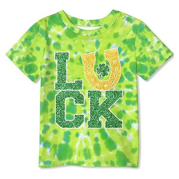 St Patricks Day Shamrock Shirts for Boys and Girls Round Neck Short Sleeve Soft Comfortable Cotton Casual Spring Summer T-Shirts X10-Green 3-4 Years