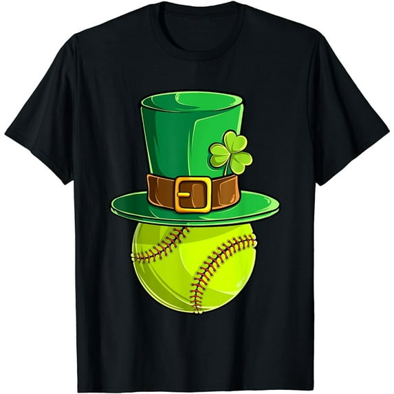 St Patricks Day Shamrock Softball Shirts, Irish Women Girls T-Shirt