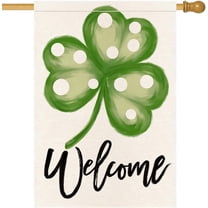 St Patricks Day Shamrock Spring House Flag 28x40 Double Sided for Outside, Polka Dot Clover Simple Style Spring Garden Flags Outdoor Farmhouse Decorations 17-c28