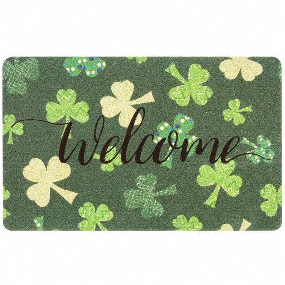 St. Patricks Day Shamrock Welcome Doormat Non-Slip Entry Mat 17x29 Inch