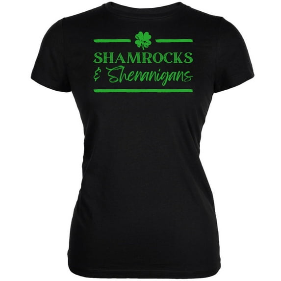 St Patricks Day Shamrock and Shenanigans Juniors Soft T Shirt
