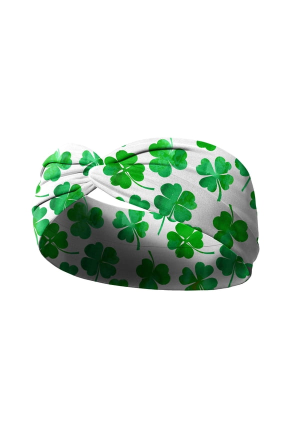 St Patricks Day Shamrocks Headbands, Green Clover Fashion Hair Bands Elastic St. Patricks Day Hair Accessories Soft Twist Knotted Headwraps for Women Girls Yoga, Workout, Running