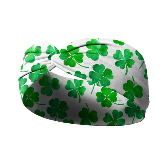 St Patricks Day Shamrocks Headbands, Green Clover Fashion Hair Bands Elastic St. Patricks Day Hair Accessories Soft Twist Knotted Headwraps for Women Girls Yoga, Workout, Running