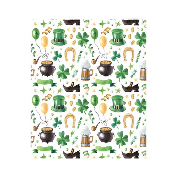 St Patricks Day Shamrocks Throw Blanket, Irish Clovers Leaves Blankets and Throws, Spring Holiday Soft Cozy Blanket Decor for Bed Couch Living Room and Sofa, 59" x 29.5" (L)