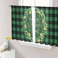 thumbnail image 1 of St Patricks Day Sheer Curtains 45 Inch Length 2 Panels Set Window Treatments, Spring Gold Coin Green Shamrock Plaid Rod Pocket Semi Curtains for Living Room/Bedroom/Kitchen Décor, 104"W x 45"L, 1 of 7