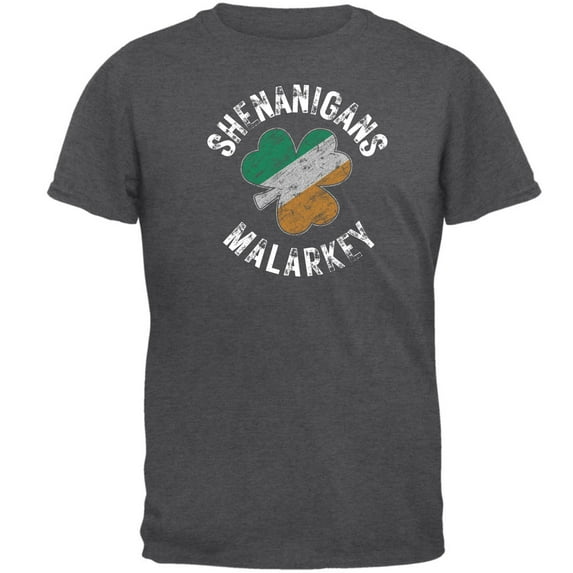 St Patricks Day Shenanigans Malarkey Distressed Irish Flag Clover Mens T Shirt