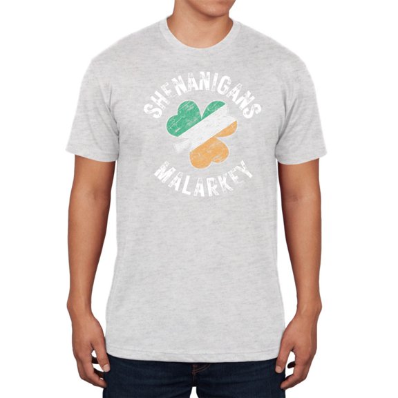 St Patricks Day Shenanigans Malarkey Distressed Irish Flag Clover Mens Tri-Blend T Shirt