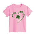 thumbnail image 1 of St Patricks Day Shirt Girls Crewneck Short Sleeve T Shirts Soft Shamrock Graphic Tee for Boys & Girls Pink,4-5 Years, 1 of 4