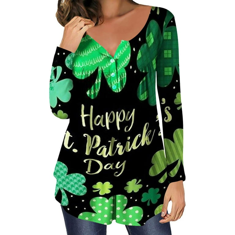 Plus Size Tops for Women Irish Irish Gifts for Women Under 5 Dollars Womens  Tops Irish Spring Tops Womens 2023 Four Leaf Clover Shirt 