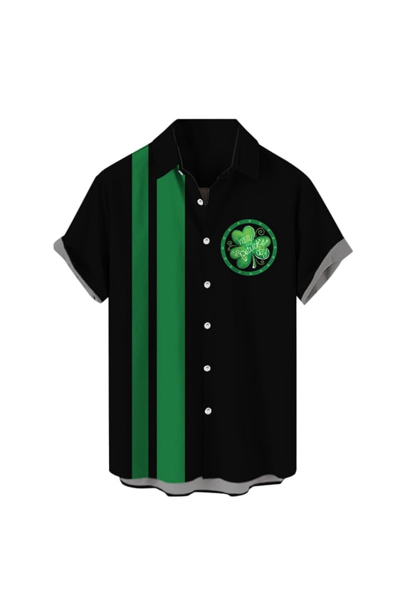 St Patricks Day Shirt Mens Button Up Irish Festival Short Sleeve Button Down Shirt Shamrock Shirt Tropical Beach Style St Patricks Day Golf Shirt Men Young Mens Clothes
