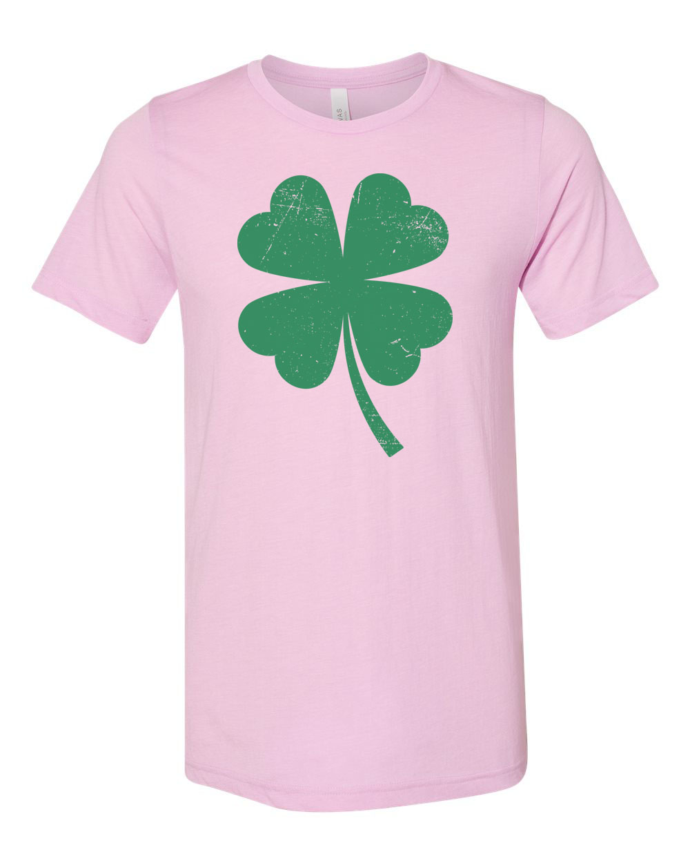 St. Patricks Day Shirt, Shamrock Shirt, Four Leaf Clover, Unisex Fit, Distressed Clover, Clover Shirt, 4 Leaf Clover, Shamrock, St Patricks, Lilac, SMALL - image 1 of 1