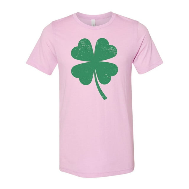 St. Patricks Day Shirt, Shamrock Shirt, Four Leaf Clover, Unisex Fit, Distressed Clover, Clover Shirt, 4 Leaf Clover, Shamrock, St Patricks, Lilac, SMALL