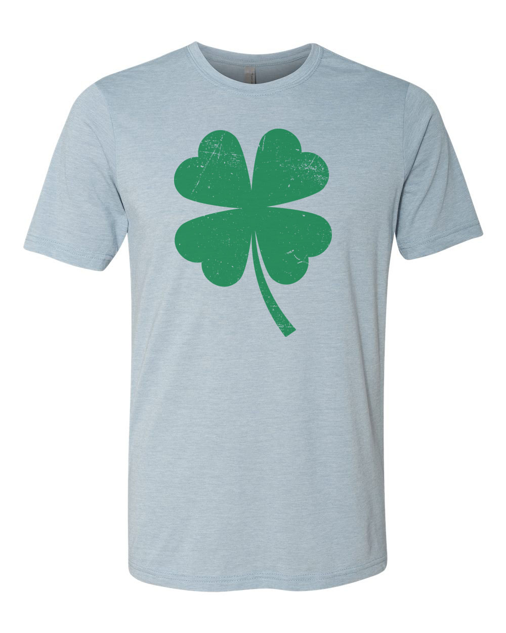 St. Patricks Day Shirt, Shamrock Shirt, Four Leaf Clover, Unisex Fit, Distressed Clover, Clover Shirt, 4 Leaf Clover, Shamrock, St Patricks, Stonewash Denim, SMALL - image 1 of 1