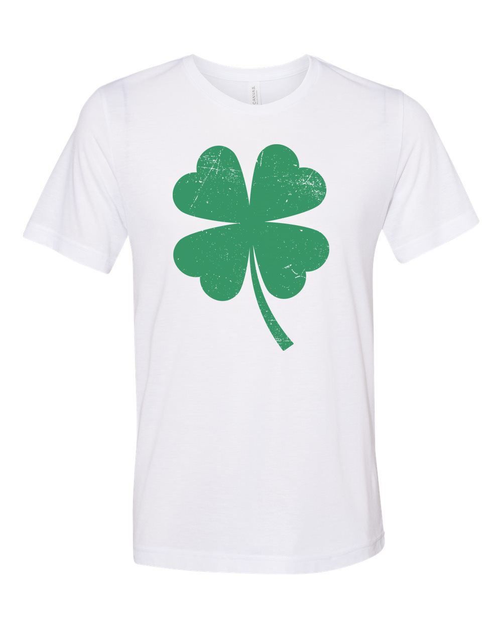 St. Patricks Day Shirt, Shamrock Shirt, Four Leaf Clover, Unisex Fit, Distressed Clover, Clover Shirt, 4 Leaf Clover, Shamrock, St Patricks, White, MEDIUM - image 1 of 1