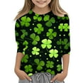 thumbnail image 1 of St Patricks Day Shirt Toddler Boys Girls Love Heart Irish Shamrock 3/4 Sleeve Kids Green Clover Tops, 1 of 5